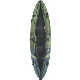 o 2-Person Inflatable Fishing Kayak with Paddle & Rod Holders, Adjustable Seats, & Carry Handle; Kayak Can Fit Trolling Motor