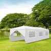 10'x30' Outdoor Canopy Party Wedding Tent White Gazebo with 5 Side Walls