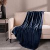 Fleece Ultra Soft Large Blanket Throw Bedspread Anti Static for Sofa Couch Bed Camping Travel Fluffy Cozy Warm Lightweight Microfiber Navy Blue 50x60