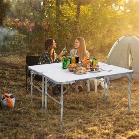 2 Pieces Folding Utility Table with Carrying Handle-White