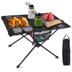 Portable Folding Camping Table Foldable Beach Table Aluminum Alloy Frame with 2 Cup Holders 2 Side Pockets Carry Bag for Picnic Camping Hiking Beach B