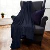 Fleece Ultra Soft Large Blanket Throw Bedspread Anti Static for Sofa Couch Bed Camping Travel Fluffy Cozy Warm Lightweight Microfiber Navy Blue 50x60