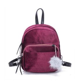 Fashion Backpack Women Mini Fur Ball School Bags (Color: 3)