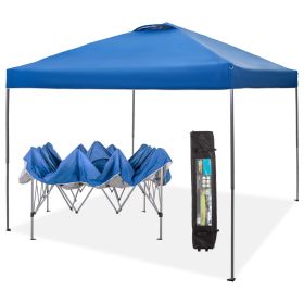 10x10ft Pop Up Canopy Tent Straight Legs Instant Canopy Outdoor With Wheeled Bags (Color: Blue)