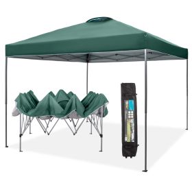 10x10ft Pop Up Canopy Tent Straight Legs Instant Canopy Outdoor With Wheeled Bags (Color: Green)