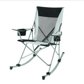 Tension 2 in 1 Mesh Rocking Camp Chair, Gray and Black, Detachable Rockers, Adult (Color: Gray/Black)