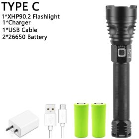 Z20 350000cd 1000 XHP90 most powerful led flashlight usb Zoom Tactical torch xhp50 18650 or 26650 Rechargeable battery handlight (Emitting Color: C-XHP90)