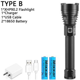 Z20 350000cd 1000 XHP90 most powerful led flashlight usb Zoom Tactical torch xhp50 18650 or 26650 Rechargeable battery handlight (Emitting Color: B-XHP90)