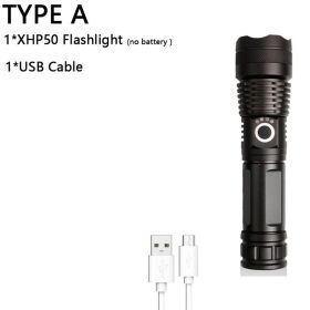 Z20 350000cd 1000 XHP90 most powerful led flashlight usb Zoom Tactical torch xhp50 18650 or 26650 Rechargeable battery handlight (Emitting Color: A-XHP50)