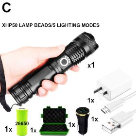 ZK20 XHP90/XPH70/XPH50 LED Flashlight Torch USB Rechargeable Power Display 26650 18650 battery Handheld Light Lantern (Emitting Color: C-XHP50)