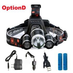 ZK20 LED Headlamp High Lumens 4 Modes 18650 Rechargeable Battery Flashlight Waterproof Outdoor Lighting Camping Fishing (Emitting Color: option D)