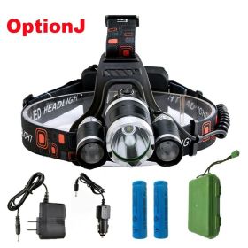 ZK20 LED Headlamp High Lumens 4 Modes 18650 Rechargeable Battery Flashlight Waterproof Outdoor Lighting Camping Fishing (Emitting Color: Option J)