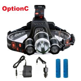 ZK20 LED Headlamp High Lumens 4 Modes 18650 Rechargeable Battery Flashlight Waterproof Outdoor Lighting Camping Fishing (Emitting Color: Option C)