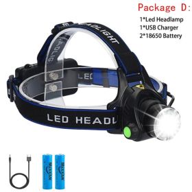 zk20 8000LM Led Headlamps Head Lights Waterproof Head Flashlight Forehead Head Headlights Torch Hunting Mining Fishing Light (Emitting Color: option D)