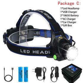 zk20 8000LM Led Headlamps Head Lights Waterproof Head Flashlight Forehead Head Headlights Torch Hunting Mining Fishing Light (Emitting Color: Option C)