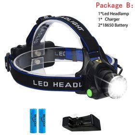 zk20 8000LM Led Headlamps Head Lights Waterproof Head Flashlight Forehead Head Headlights Torch Hunting Mining Fishing Light (Emitting Color: Option B)