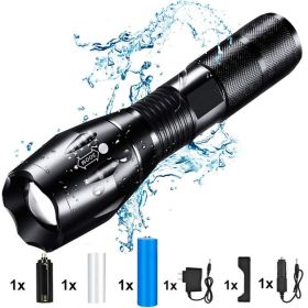 ZK20 8000LM Powerful Waterproof LED Flashlight Portable LED Camping Lamp Torch Lights Lanternas Self Defense Tactical Flashlight (Emitting Color: Option C)