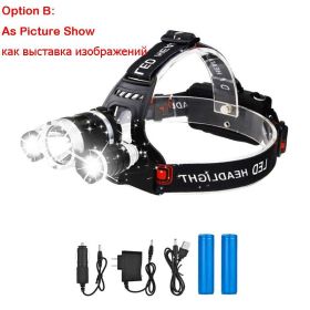 ZK20 LED Headlamp 8000 Lumen Torch Flashlight Headlight Waterproof Head Light Camping Hiking Fishing Mining Light Lamp Torch (Emitting Color: B)