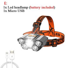 ZK20 LED Headlamp 8000 Lumen Torch Flashlight Headlight Waterproof Head Light Camping Hiking Fishing Mining Light Lamp Torch (Emitting Color: E)