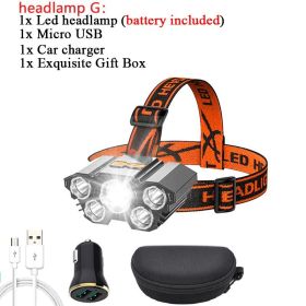 ZK20 LED Headlamp 8000 Lumen Torch Flashlight Headlight Waterproof Head Light Camping Hiking Fishing Mining Light Lamp Torch (Emitting Color: G)