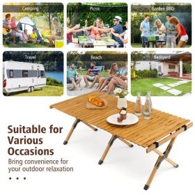 Portable Picnic Table with Carry Bag for Camping and BBQ (Color: Natural)