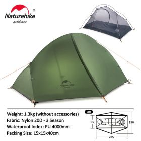 Naturehike Cycling Tent 1 Person Ultralight Backpacking Tent Double Layer Fishing Beach Tent Outdoor Travel Hiking Camping Tent (Color: 1P - 20D - Green)