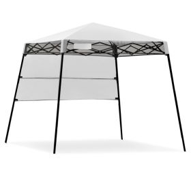 6 x 6 Feet Pop-up Canopy Tent with Carry Bag and 4 Stakes (Color: White)