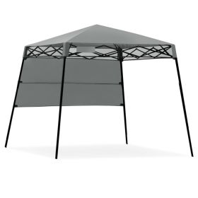 6 x 6 Feet Pop-up Canopy Tent with Carry Bag and 4 Stakes (Color: Gray)