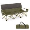 3 Person Folding Camping Chair with 2 Cup Holders Cotton Padding & Storage Bag