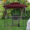 Outdoor Grill Gazebo 8 x 5 Ft;  Shelter Tent;  Double Tier Soft Top Canopy and Steel Frame with hook and Bar Counters