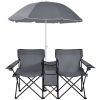 Portable Folding Picnic Double Chair With Umbrella