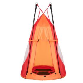 2-in-1 40 Inch Kids Hanging Chair Detachable Swing Tent (Color: Orange)