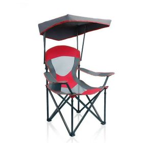 Folding Camping Chair with Shade Canopy, Heavy Duty Steel Frame with Carry Bag and Cup Holder (Actual Color: Red)