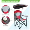 Folding Camping Chair with Shade Canopy, Heavy Duty Steel Frame with Carry Bag and Cup Holder