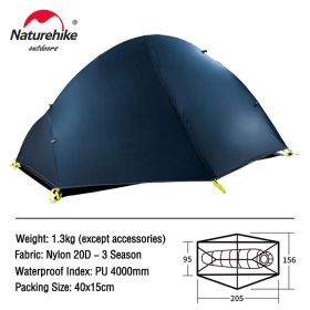 Naturehike Cycling Tent 1 Person Ultralight Backpacking Tent Double Layer Fishing Beach Tent Outdoor Travel Hiking Camping Tent (Color: 1P - 20D - Nevy)