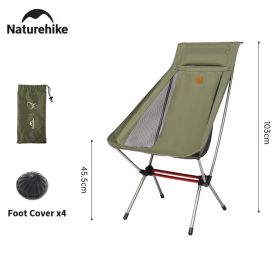 Naturehike Beach Chair High Fishing Chair Folding Chair Ultralight Camping Chair Portable Outdoor Chairs Picnic Travel Chair (Color: Green - XL)