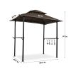 Outdoor Grill Gazebo 8 x 5 Ft;  Shelter Tent;  Double Tier Soft Top Canopy and Steel Frame with hook and Bar Counters