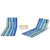 3 Pieces Beach Lounge Chair Mat Set 2 Adjustable Lounge Chairs with Table Stripe