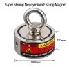 Two Sided Strong Neodymium Round Magnet Set with 15m Rope Verticall Pullforce Fishing Detecting Metal 280kg 360KG 500KG 700KG