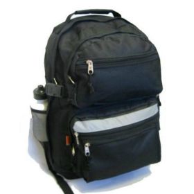 19 Inch Large Backpack with Water Bottle, Unisex. teen-adult (Color: Black)