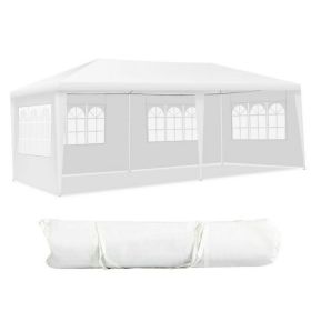 10'x20' Canopy Tent Heavy Duty Wedding Party Tent 4 Sidewalls W/Carry Bag (Color: White)