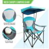 Folding Camping Chair with Shade Canopy, Heavy Duty Steel Frame with Carry Bag and Cup Holder