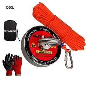 120KG/220KG /300KG/450KG Salvage Magnet Large Neodymium N52 Magnets Magnet Strong Fishing Magnet with Rope Gloves Bag (Color: 120KG)